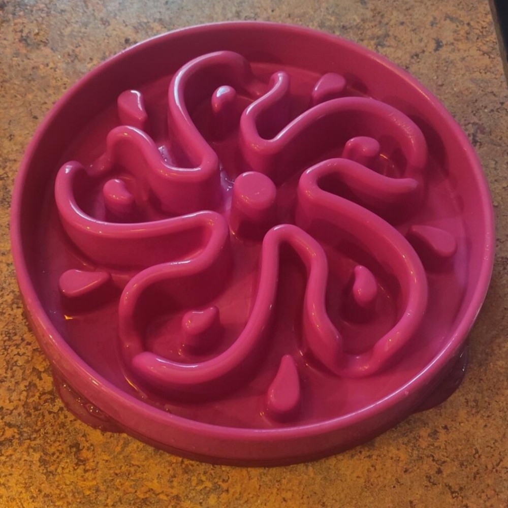 Large Pink Slow Feeder Dog Bowl